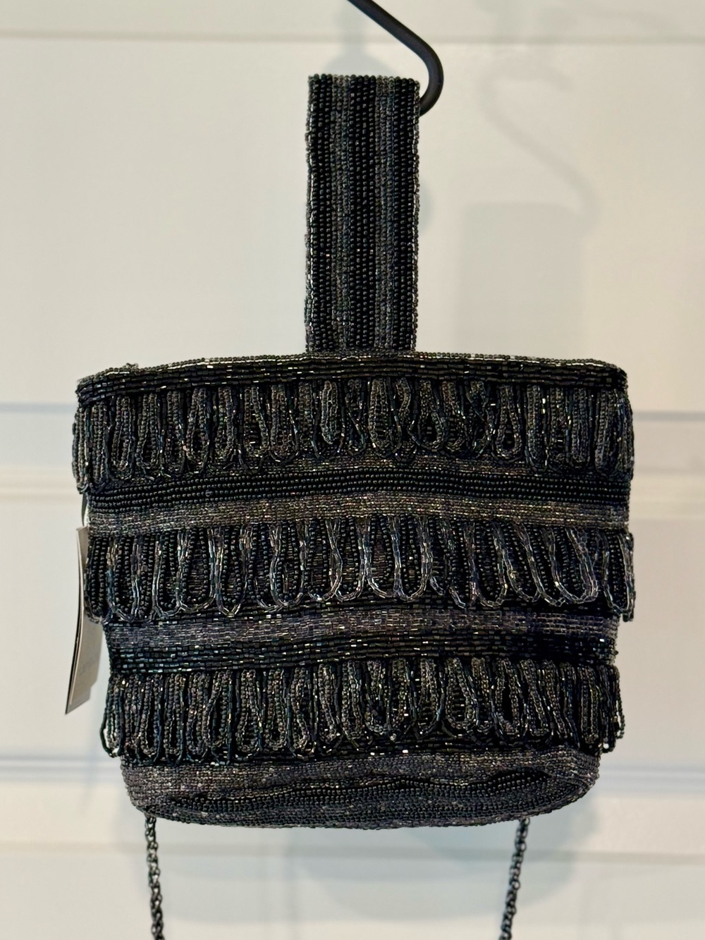 Elegant Black Beaded Evening Bag New
